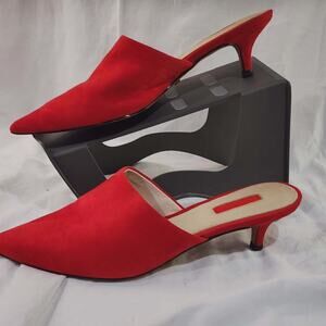 TOPSHOP Red Suede Pointy Toe Pump Shoe 1" Stiletto High Heels Sz 6